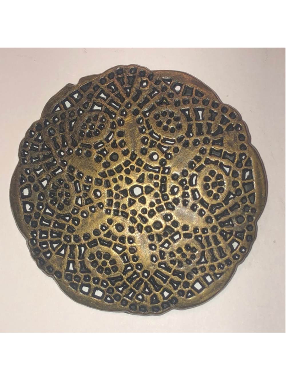 Vintage Brass Tone Round Boho Belt Buckle
